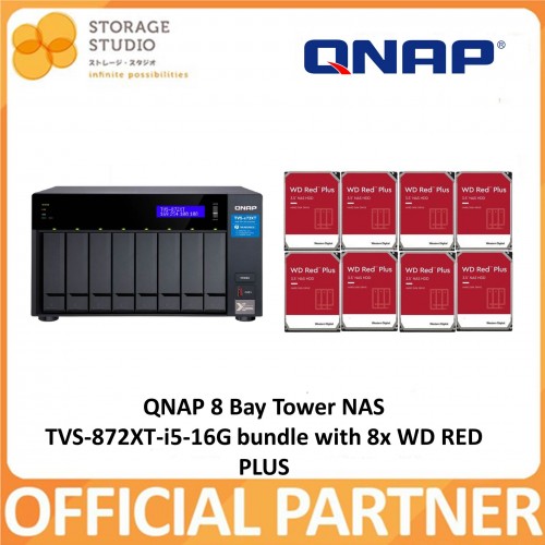 QNAP TVS-872XT-i5-16G 8bay NAS with 8x WD RED PLUS HDD. Singapore local warranty 2 years